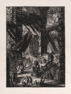 The Staircase with Trophies, plate 8 fra Carceri d av Giovanni Battista Piranesi