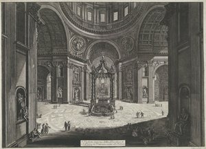 Transept van de Sint-Pietersbasiliek te Vaticaanstad Innvendig visning av Peterskirken i Vatikanet nær Tribuna (tittel på objekt) Gezichten op Roma (serietittel) Utsikt over Roma designet og gravert av Giambattista Piranesi-arkitekten Ve ( av Giovanni Battista Piranesi