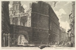 Utsikt over restene av Forum of Nerva, larcade et la muraille Forum of Augustus [err ..., 1757. av Giovanni Battista Piranesi