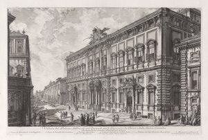 Utsikt over Palazzo bygget på Quirinal for Briefs-sekretæren og det hellige råd), fra Vedute di Roma av Giovanni Battista Piranesi