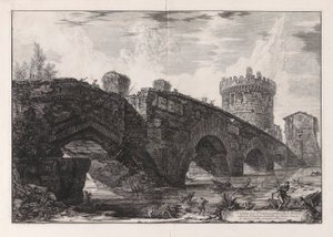 Utsikt over Lugano-broen på l av Giovanni-Battista Piranesi