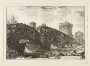 Utsikt over Lugano-broen på l av Giovanni Battista Piranesi