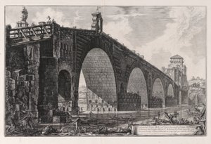 Utsikt over Milvian Bridge Over Tiber Two Miles utenfor Roma, fra Vedute di Roma (Utsikt over Roma) av Giovanni-Battista Piranesi
