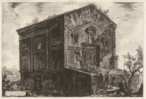 Utsikt over Camene-tempelet i eldgamle tider omgitt av en skog i Egeria-dalen av Giovanni-Battista Piranesi