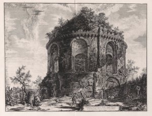 Utsikt over det såkalte hostetempelet på Via Tiburtina, en mil fra Tivoli), fra Vedute di Roma (Utsikt over Roma) av Giovanni Battista Piranesi