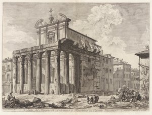 Veduta del Tempio di Antonino e Faustina i Campo Vaccino (Utsikt over Antoninus-tempelet og Faustina i Forum Romanum), fra Vedute di Roma (Utsikt over Roma) av Giovanni Battista Piranesi