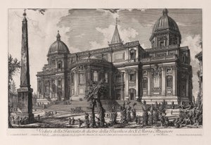 Utsikt over baksiden av basilikaen Santa Maria Maggiore (Utsikt over Fa? Ade på baksiden av basilikaen Santa Maria Maggiore), fra Vedute di Roma (Utsikt over Roma) av Giovanni-Battista Piranesi