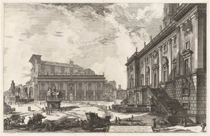 Utsikt over Piazza del Campidoglio (Utsikt over Piazza del Campidoglio), fra Vedute di Roma (Utsikt over Roma) av Giovanni Battista Piranesi