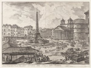 Veduta della Piazza della Rotunda (Utsikt over Piazza della Rotonda [med Pantheon i bakgrunnen]), fra Vedute di Roma (Utsikt over Roma) av Giovanni Battista Piranesi