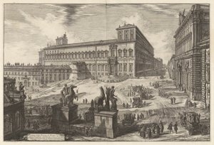 Utsikt over Piazza di Monte Cavallo (Utsikt over Piazza di Monte Cavallo [Piazza del Quirinale med Quirinalpalasset i sentrum]), fra Vedute di Roma (Utsikt over Roma) av Giovanni Battista Piranesi
