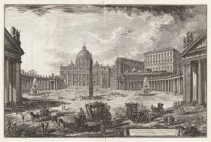 Utsikt over den store Piazza og Basilica of Saint Peter av Giovanni-Battista Piranesi
