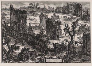Veduta delle Terme di Tito (Utsikt over Titus-badene), fra Vedute di Roma (Utsikt over Roma) av Giovanni Battista Piranesi