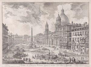 Utsikt over Piazza Navona over ruinene av sirkuset Domitian, fra Vedute di Roma (Utsikt over Roma) av Giovanni Battista Piranesi
