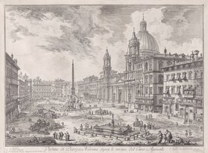 Utsikt over Piazza Navona over ruinene av Circus Agonalis, fra Vedute di Roma (Utsikter over Roma) av Giovanni Battista Piranesi