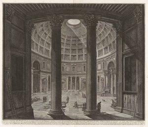 Innvendig utsikt over Pantheon..., fra «Prospekter av Roma» av Giovanni Battista Piranesi