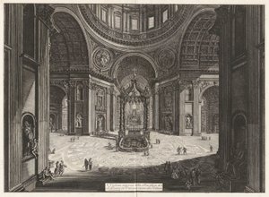 Innvendig utsikt over Basilica Saint Peter av Giovanni Battista Piranesi