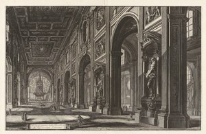 Interiørutsikt over basilikaen San Giovanni in Laterano, fra «Vedute di Roma» av Giovanni Battista Piranesi