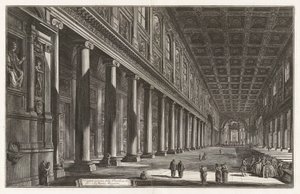 Innvendig utsikt over basilikaen Santa Maria Maggiore, fra Vedute di Roma (utsikt over Roma) av Giovanni Battista Piranesi