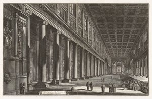 Interiørbilde av basilikaen Santa Maria Maggiore, fra Vedute di Roma (Utsikter over Roma) av Giovanni Battista Piranesi