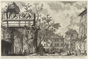 Veduta med tempelet til Jupiter Tonans, ca. 1755 av Giovanni Battista Piranesi