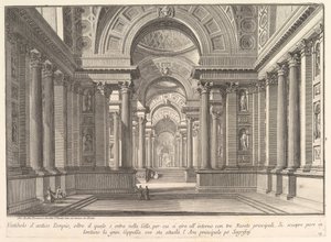 Vestibylen til et gammelt tempel. . . Vestibylen til det gamle tempelet. . ., ca. 1743-50. av Giovanni Battista Piranesi