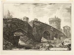 Utsikt over Ponte Lugano på Anio, fra utsikt over Roma av Giovanni-Battista Piranesi