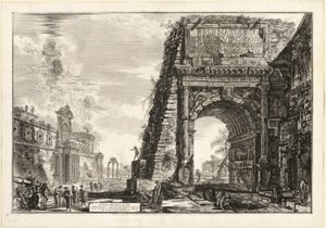 Utsikt over Titusbuen, fra utsikt over Roma av Giovanni Battista Piranesi