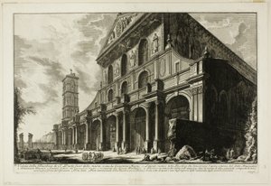 Utsikt over basilikaen S. Paolo fuori delle Mura [St. Paul utenfor murene], bygget av Konstantin den store, fra utsikt over Roma av Giovanni Battista Piranesi