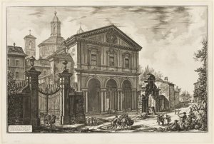 Utsikt over basilikaen San Sebastiano fuori delle mura [St. Sebastian utenfor murene] på Appian Way, fra utsikt over Roma av Giovanni Battista Piranesi
