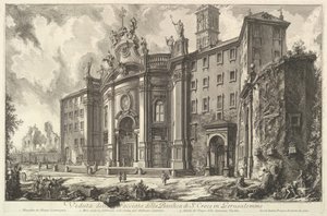 Utsikt over fasaden til basilikaen S. Croce i Gerusalemme [det hellige kors i Jerus..., ca. 1750. av Giovanni Battista Piranesi