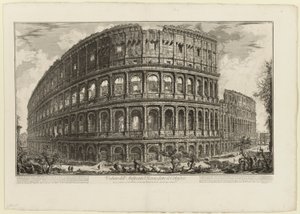 Utsikt over det flaviske amfiteateret, kalt Colosseum, fra utsikt over Roma av Giovanni Battista Piranesi