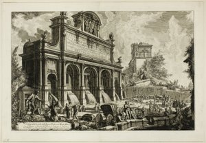 Utsikt over fontenehodet til Acqua Paola på Monte Aureo, fra utsikt over Roma av Giovanni Battista Piranesi
