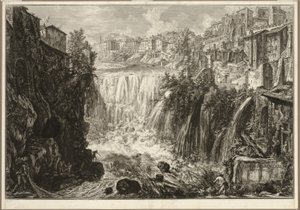 Utsikt over Grand Cascade i Tivoli, fra utsikt over Roma av Giovanni-Battista Piranesi