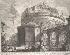 Utsikt over keiser Hadrians mausoleum nå kalt Castel S. Angelo..., ca. 1756. av Giovanni Battista Piranesi