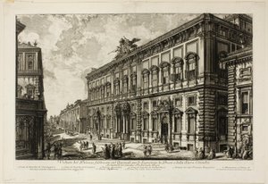 Utsikt over Palazzo della Consulta på Quirinal som huser det pavelige sekretariat, fra utsikt over Roma av Giovanni Battista Piranesi