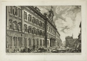 Utsikt over Palazzo di Montecitorio, fra utsikt over Roma av Giovanni Battista Piranesi