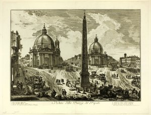 Utsikt over Piazza del Popolo, fra utsikt over Roma av Giovanni Battista Piranesi