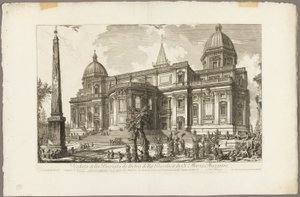 Utsikt over den bakre inngangen til basilikaen S. Maria Maggiore, fra utsikt over Roma av Giovanni Battista Piranesi