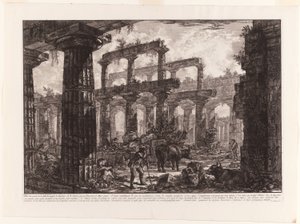 Utsikt over restene av cellaen til Neptuntemplet, fra forskjellige utsikter over Paestum av Giovanni Battista Piranesi