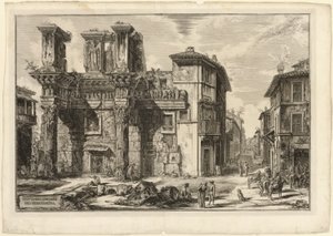Utsikt over restene av Forum of Nerva, fra utsikt over Roma av Giovanni Battista Piranesi