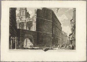 Utsikt over restene av Forum of Nerva, fra utsikt over Roma av Giovanni Battista Piranesi
