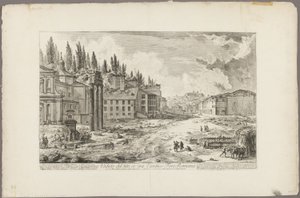 Utsikt over stedet for det gamle Forum Romanum, fra utsikt over Roma av Giovanni Battista Piranesi