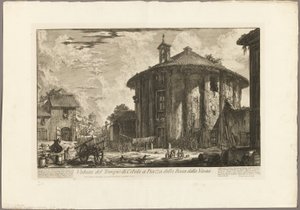 Utsikt over Cybele-tempelet på Piazza av Bocca della Verità, fra utsikt over Roma av Giovanni Battista Piranesi