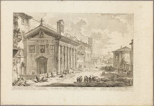 Utsikt over Temple of Fortuna Virilis. Nå den armenske kirken S. Maria Egiziaca, fra utsikt over Roma av Giovanni Battista Piranesi
