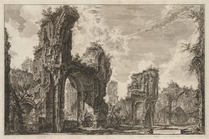 Utsikt over Roma: Ruinene av Sisto eller begge deler av den store salen til Antoninian Baths, 1765.
