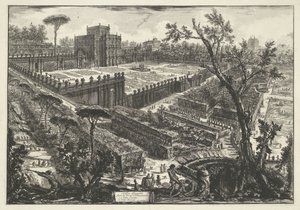 Villa Doria Pamphili te Roma Villa Panfili utenfor Porta S. Pancrazio (tittel på objekt) Gezichten op Roma (serietittel) Utsikt over Roma designet og gravert av Giambattista Piranesi-arkitekten Ve (nez) iano (serietittel) av Giovanni Battista Piranesi