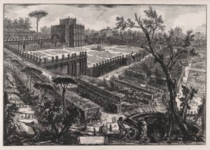 Villa Panfili utenfor Porta San Pancrazio (Villa Pamphilj utenfor Porta San Pancrazio), fra Vedute di Roma (Utsikt over Roma) av Giovanni Battista Piranesi
