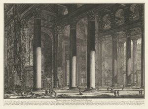 Voorportaal van het Pantheon te Roma Innvendig utsikt over Pantheons Pronaos (tittel på objekt) Gezichten op Roma (serietittel) Utsikt over Roma tegnet og gravert av Giambattista Piranesi-arkitekten Ve(nez)iano (serietittel) av Giovanni Battista Piranesi