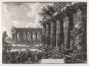 Utsikt over noen av søylene på den motsatte fasaden? den fra forrige plate av Giovanni Battista Piranesi
