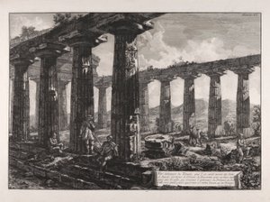Innvendig utsikt over tempelet, at av Giovanni-Battista Piranesi